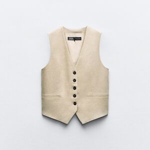 Zara Light Tan Buttoned Vest